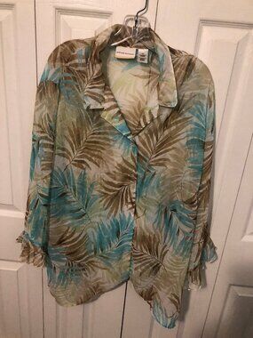 Alfred Dunner womens size 18W sheer button down blouse